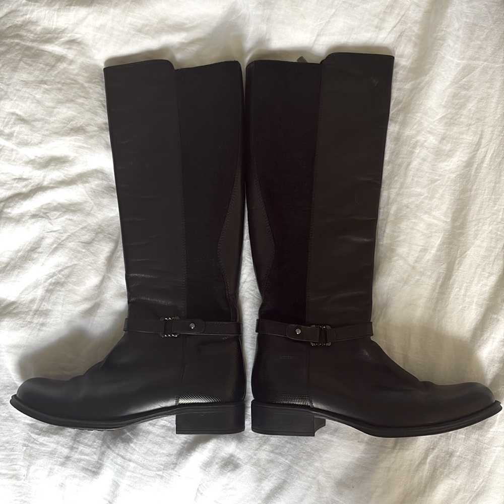 Aquatalia Black Leather Tall Boots